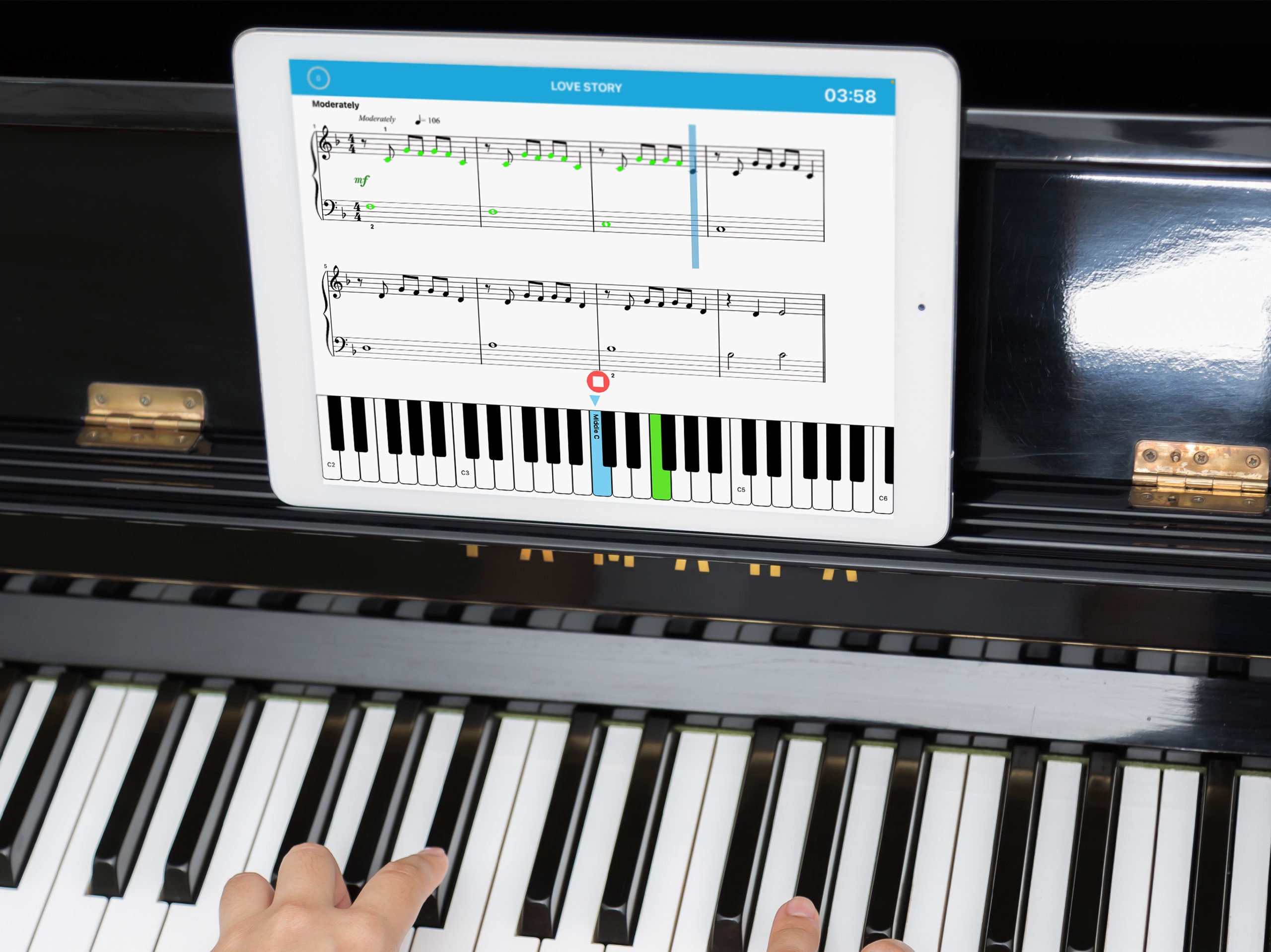 Piano Marvel being used on an iPad